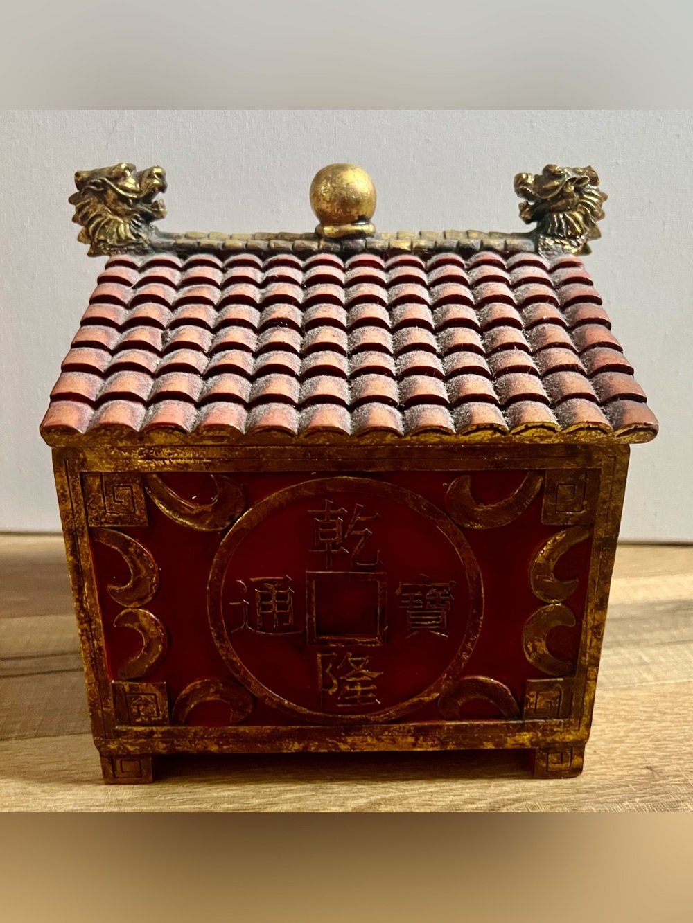 Red and Gold Decorative Asian Coin Box